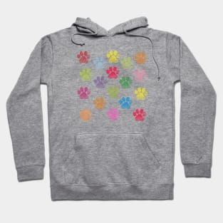 Cute doodle hand drawn colorful paw prints Hoodie